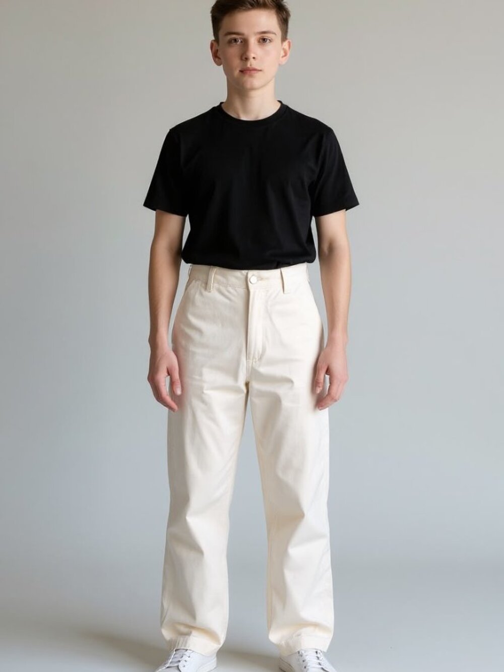 Boys Off-White Pleated Wide-Leg Cream High-Waist Relaxed Fit Trousers Size 9
